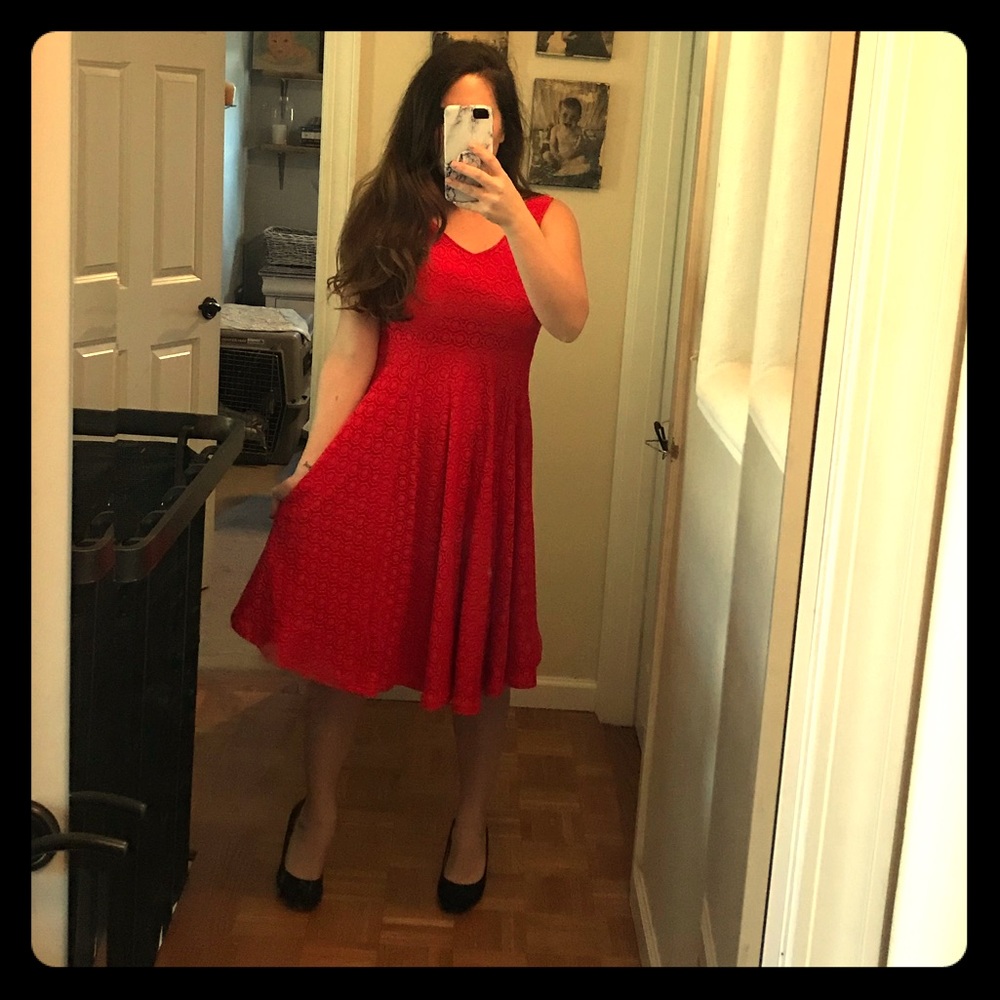 Red vintage inspired swing dress